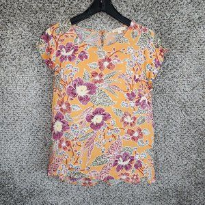 Christian Siriano Top Womens‎ Medium Floral Print Lightweight Flutter Sleeve